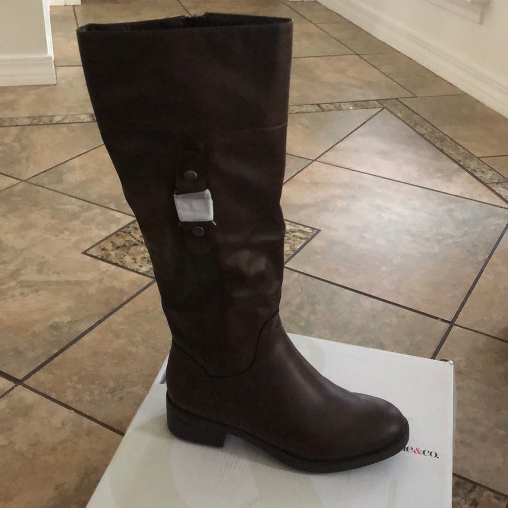 Astarie brown knee high riding boots - Picture 2 of 3